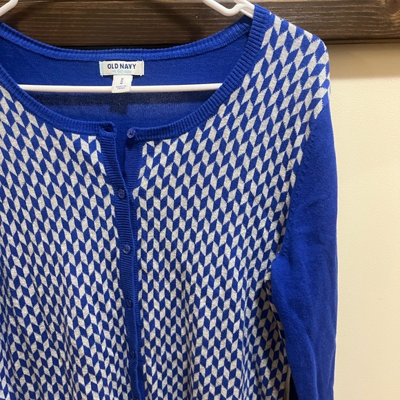 Old Navy Blue Checkered Button Up Cardigan/Sweater Size M - Picture 3 of 7